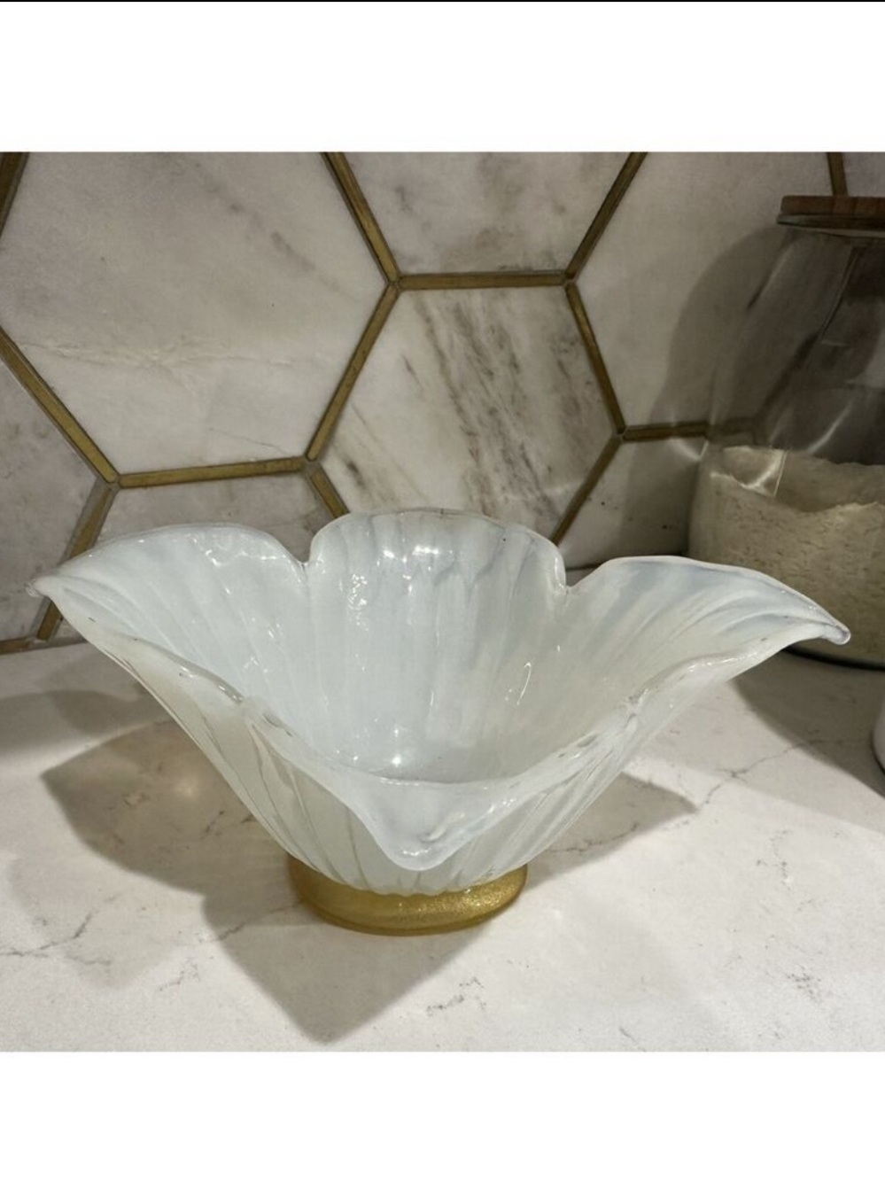 Murano White Crystal Bowl  Handmade  in Italy